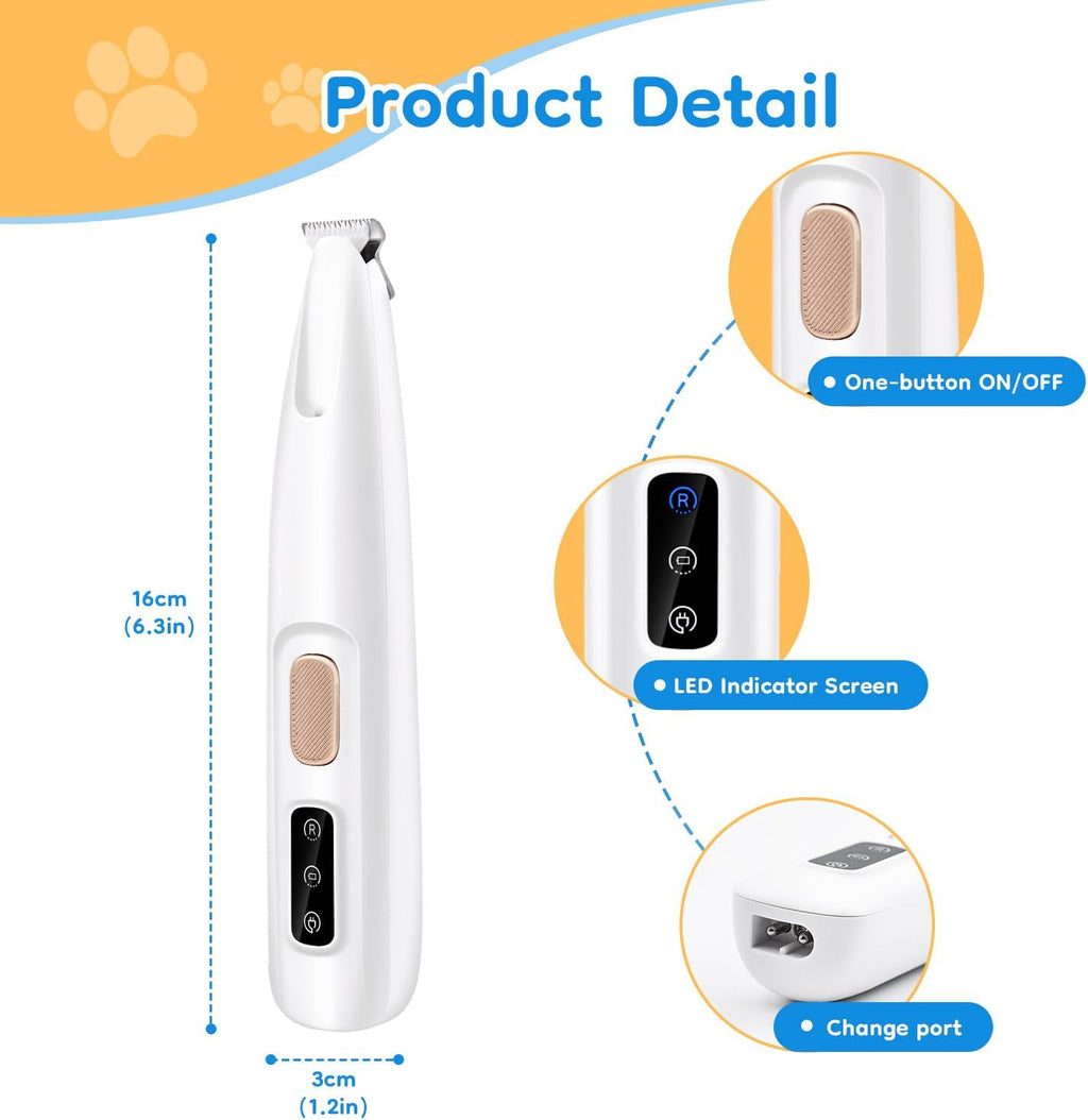 Low-Noise LED Clippers for Dogs & Cats | Tangle-Free Hygiene Trimming Thevault9store