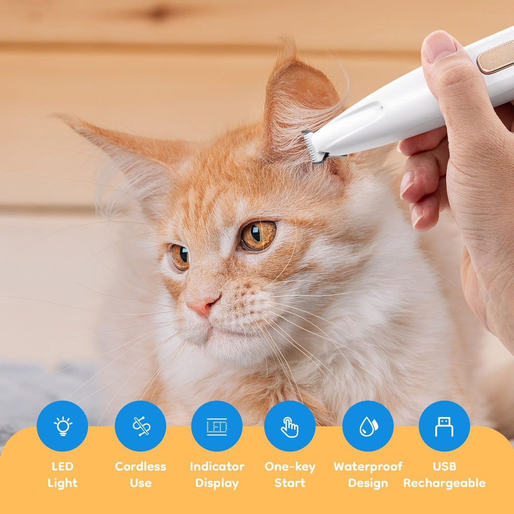 Low-Noise LED Clippers for Dogs & Cats | Tangle-Free Hygiene Trimming Thevault9store
